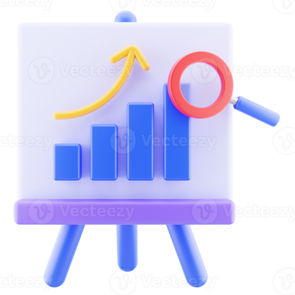 Business presentation, business graph illustration isolated. 3d render illustration. png