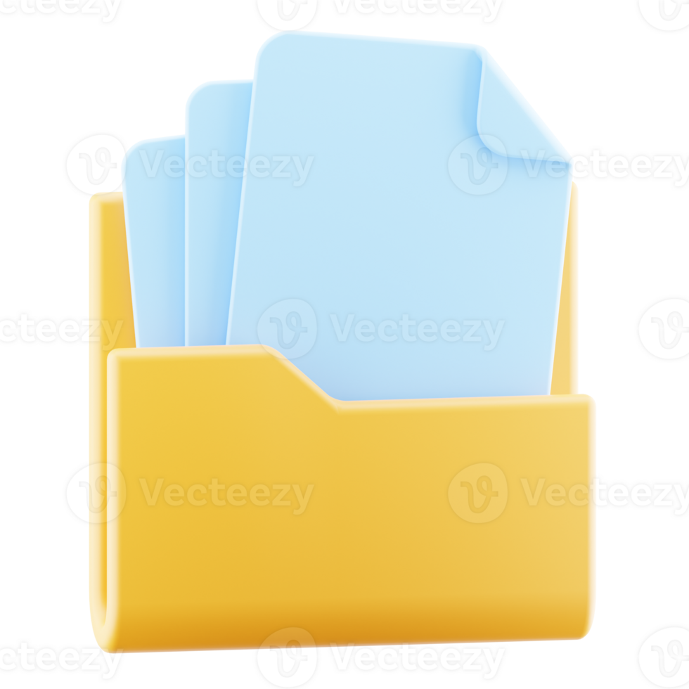 Folder and file 3d icon. business document illustration isolated. png