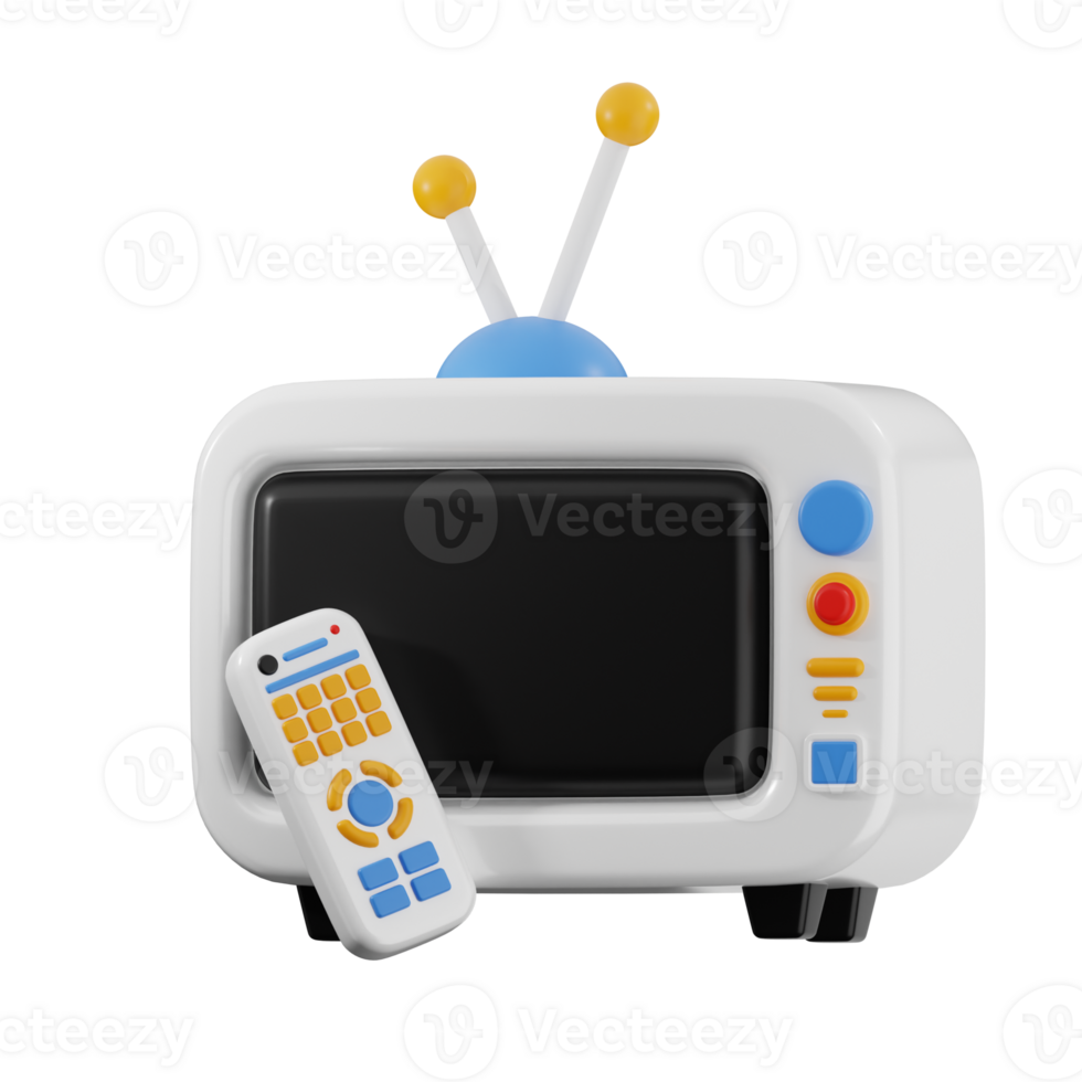 Retro tv with remote control png