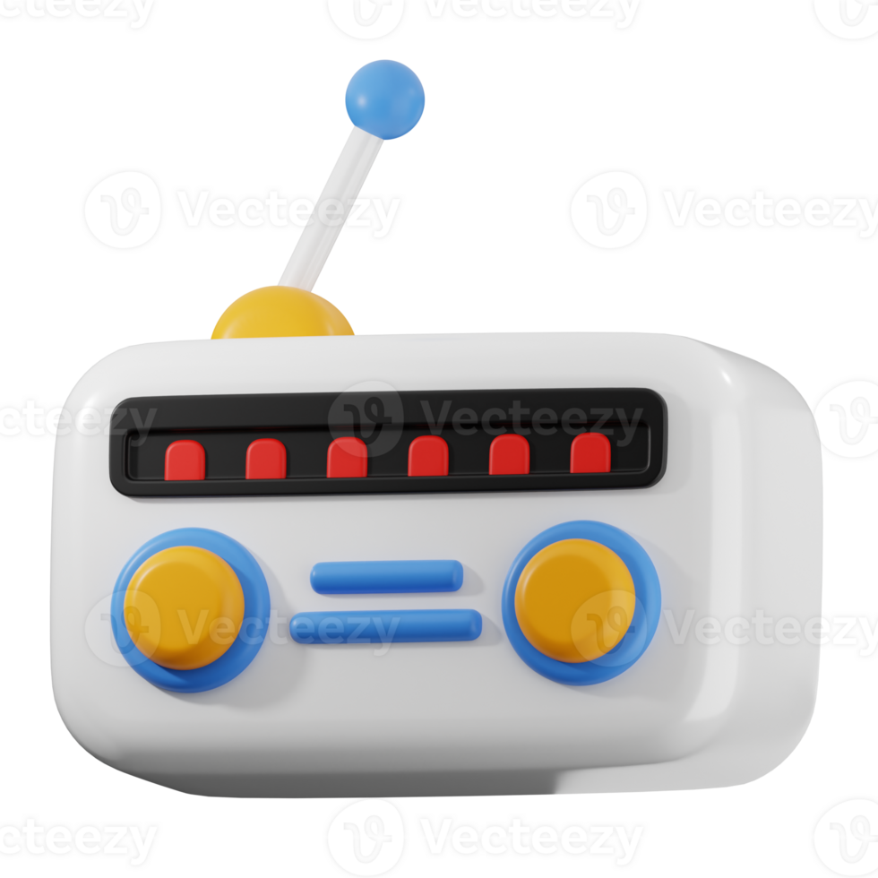 White radio playing music with extended antenna png