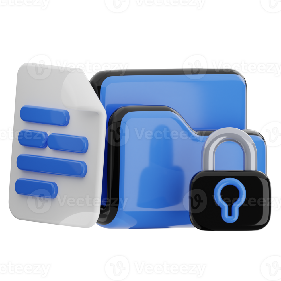 File and folder security 3d illustration. data protection icon. png