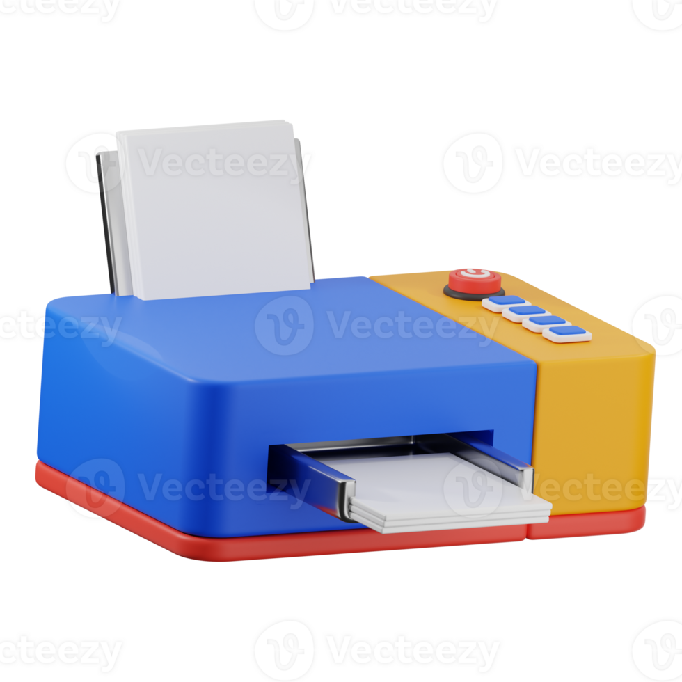 Printer 3d illustration. office, school, stationery icon. png