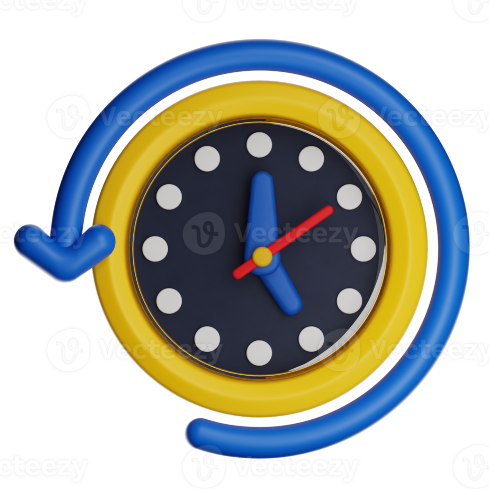 Clock showing time passing with blue circular arrow png
