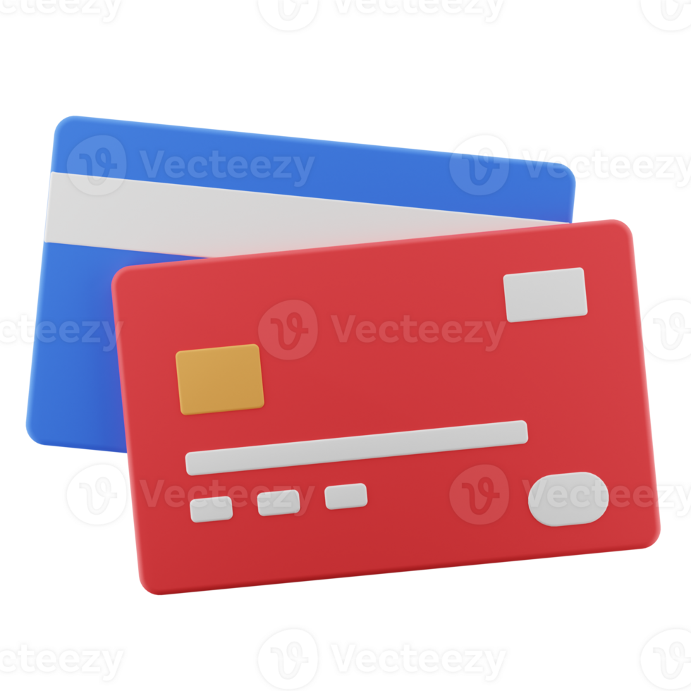 Debit card, credit card icon. 3d render illustration. png