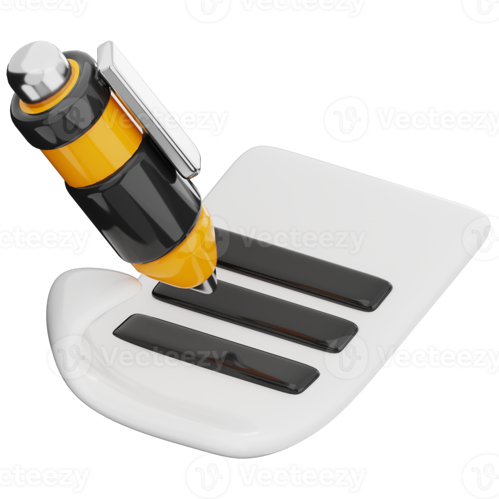 Writing notes 3d illustration. pen and paper icon. png