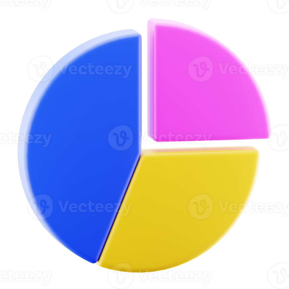 Pie chart 3d illustration concept. business graph isolated icon. png