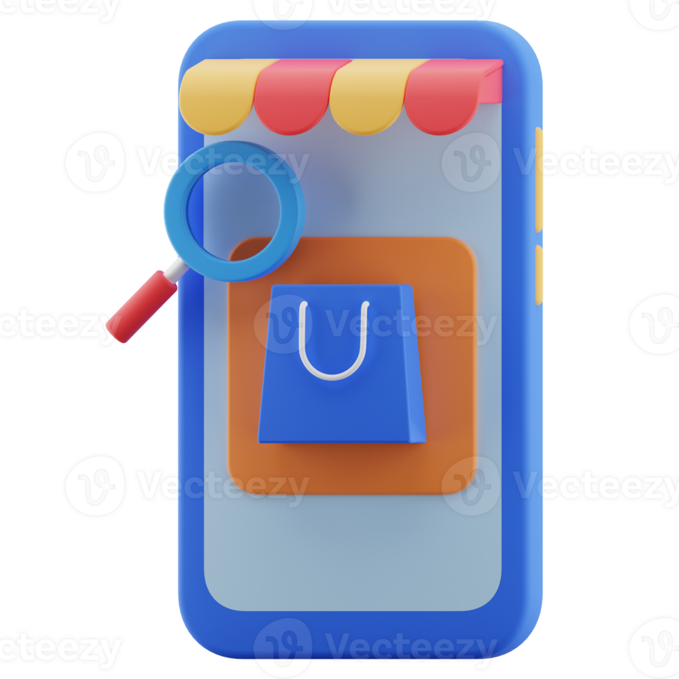 Smartphone ecommerce illustration isolated. online store 3d render icon. png
