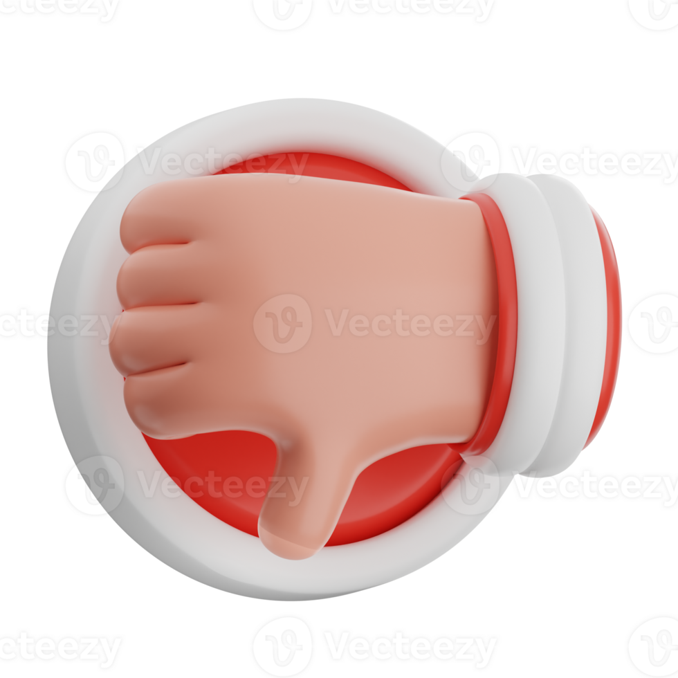 Thumb down 3d illustration. negative customer review icon. png