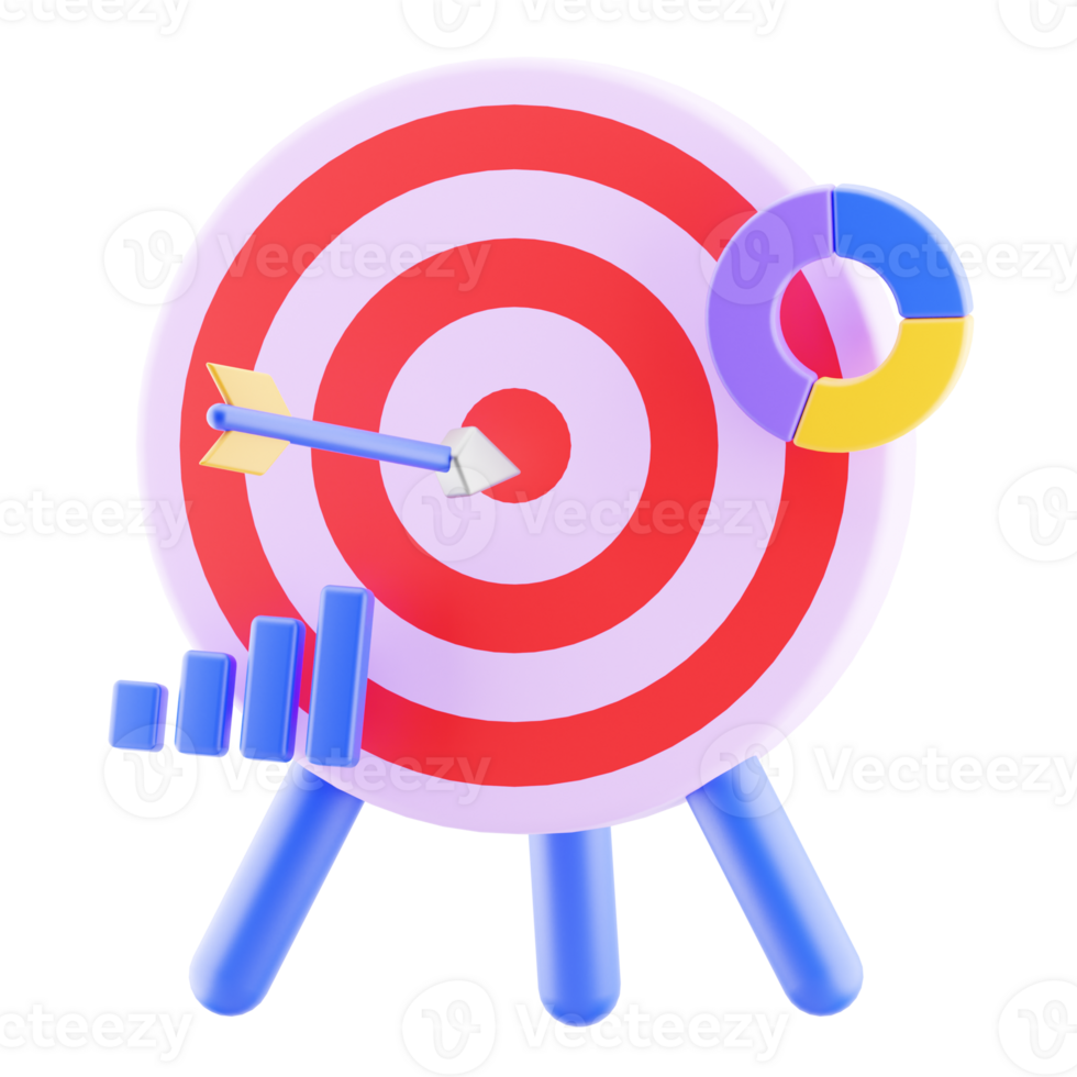 Business target, marketing, business strategy concept. Bullseye, dartboard icon isolated. 3d render illustration. png