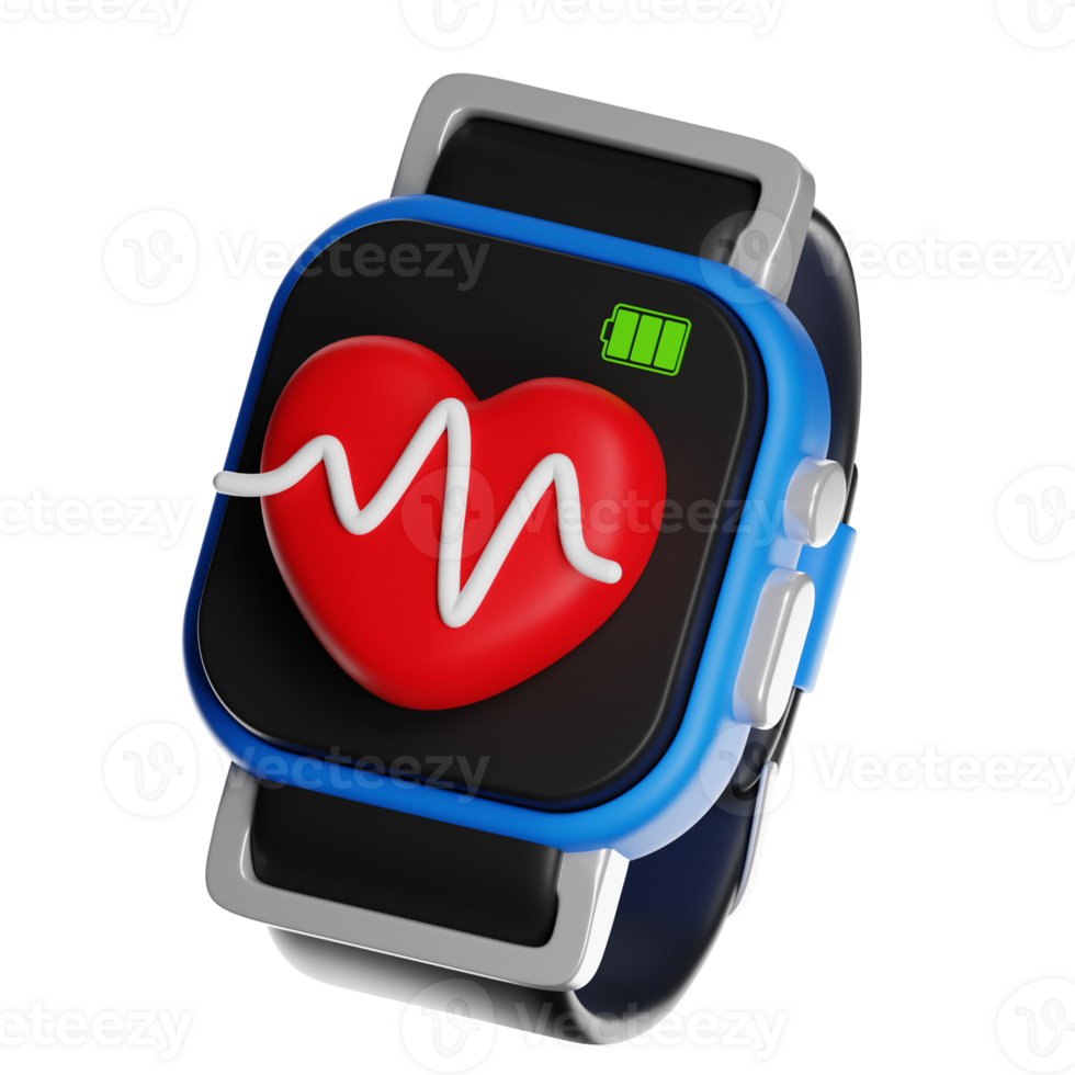 Smartwatch displaying heartbeat and battery status png
