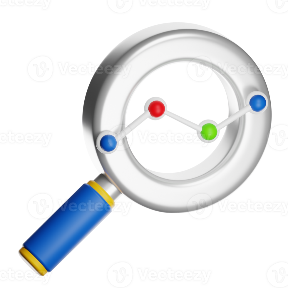 Magnifying glass showing growth chart png