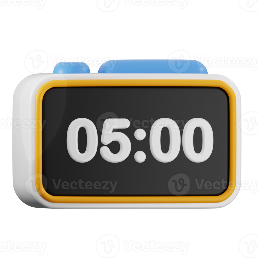 White and yellow digital alarm clock showing png