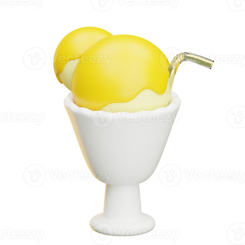 3d ice cream melting in a cup png