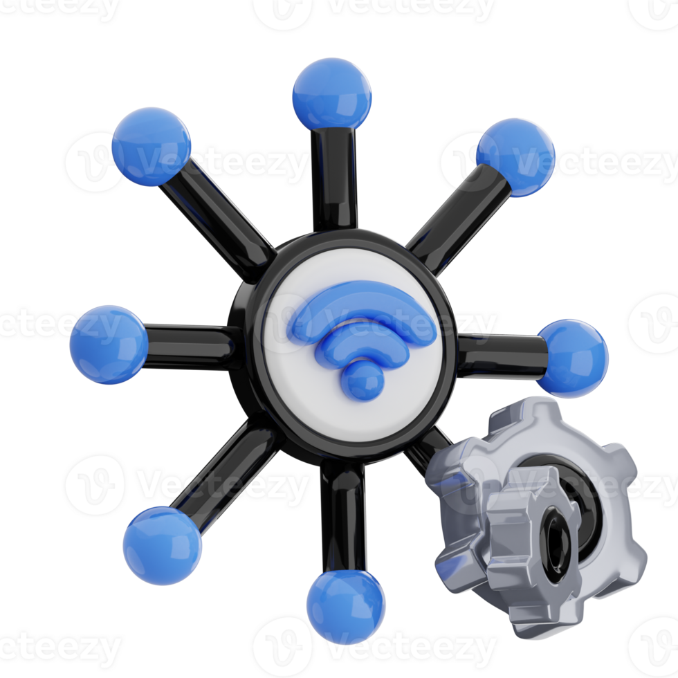 Network maintenance 3d illustration. internet connection icon. png