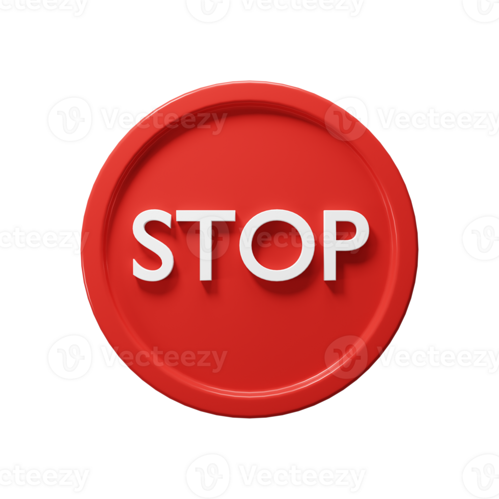 Circle Red Stop Sign 3d Render Illustration Icon png