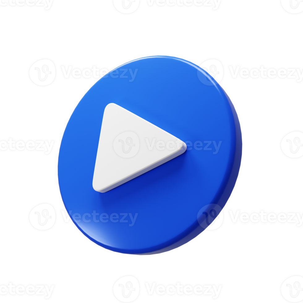 Perspective Circle Blue Play Button 3d Render Illustration Icon png