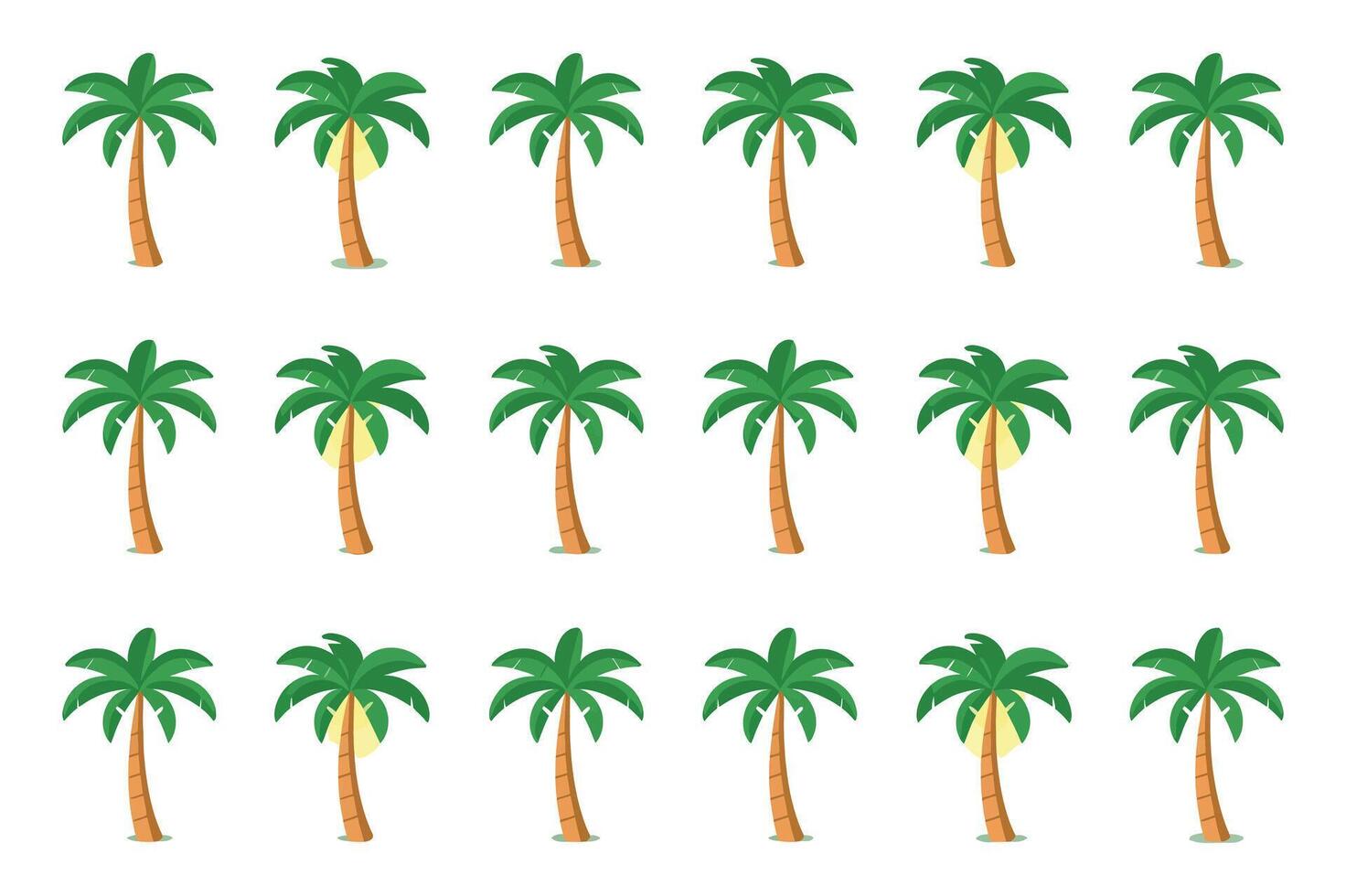 Cartoon Palm Trees Pattern with Variations vector
