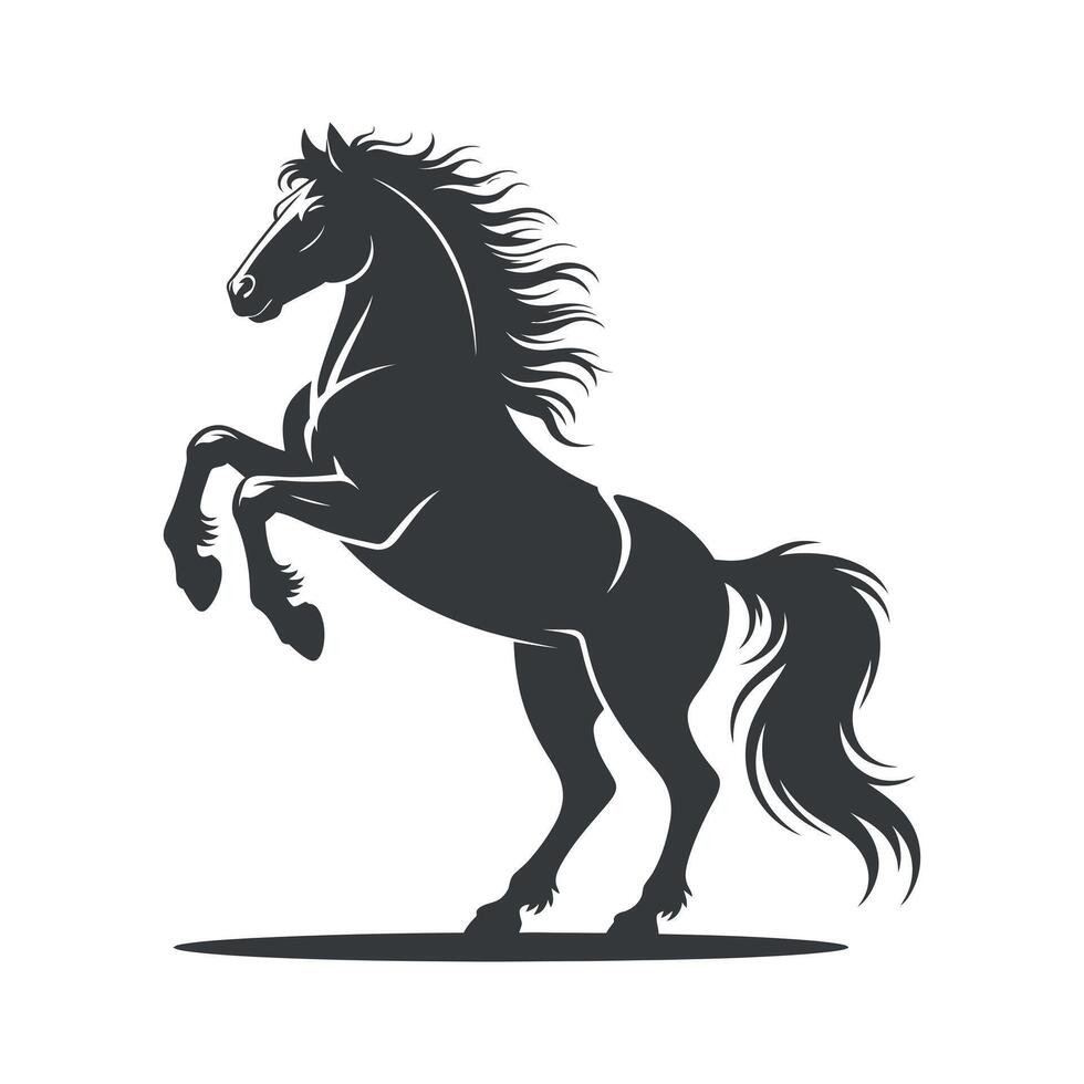 Silhouette of a Majestic Horse in a Powerful Pose stylized black silhouette horse rearing up showcasing its strength and grace horse silhouette animal vector
