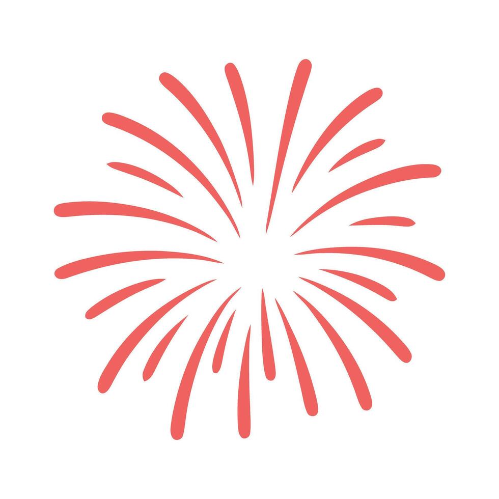 Simple Illustration of a Red Fireworks Display stylized radiating fireworks graphic coral pink fireworks firework display celebration festival party holiday graphic illustration design vector