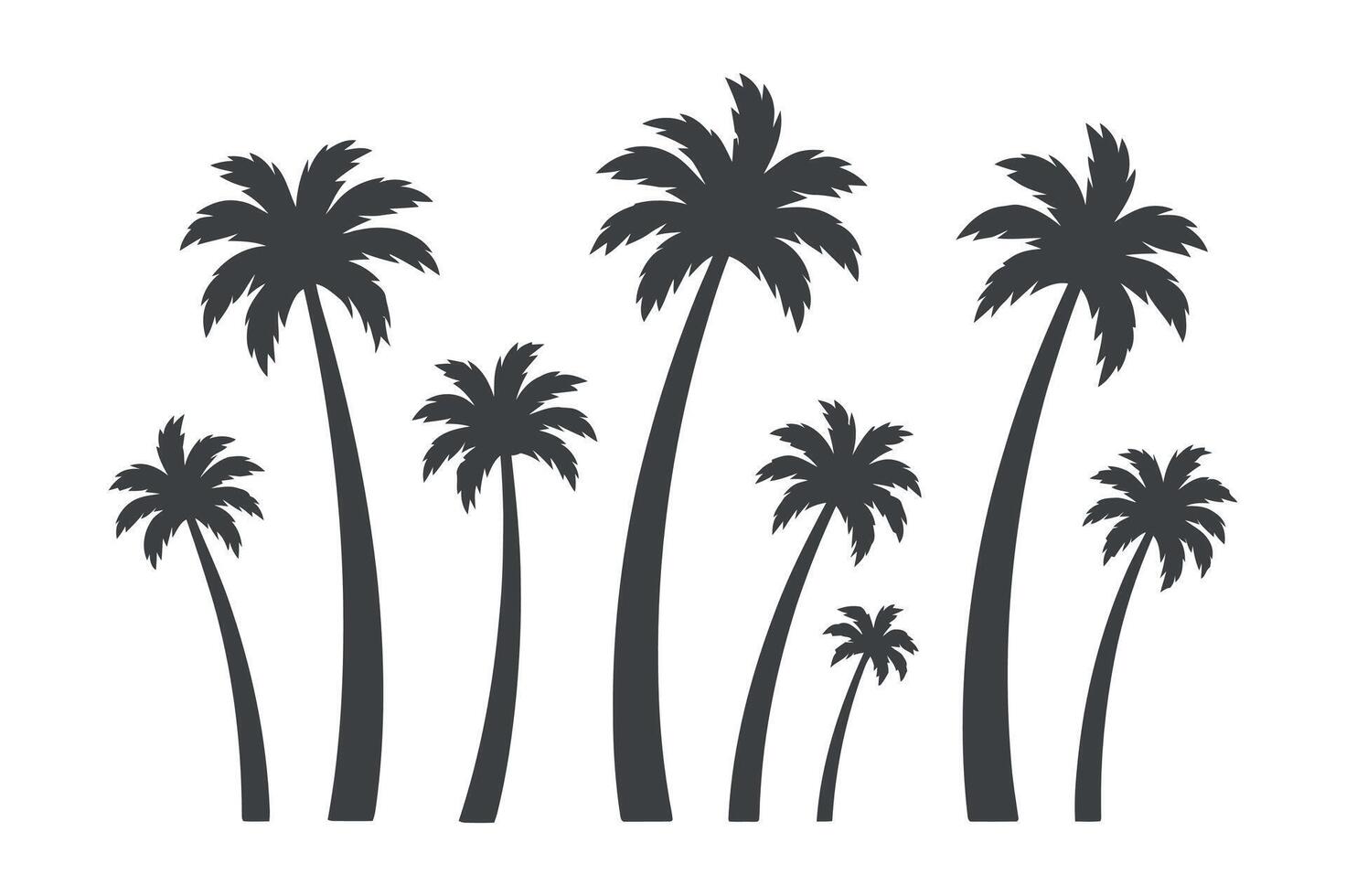Silhouette of multiple palm tree against a white background vector