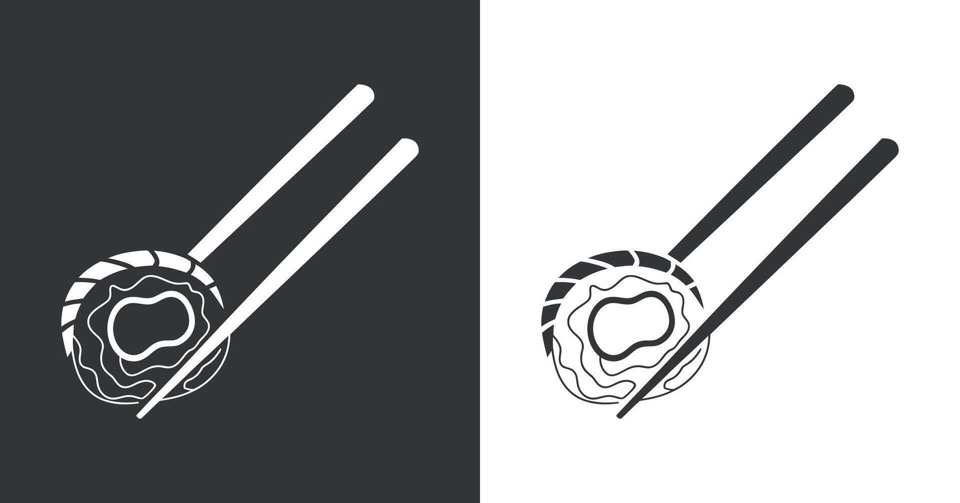Sushi Roll with Chopsticks Graphic Design in Black and White vector