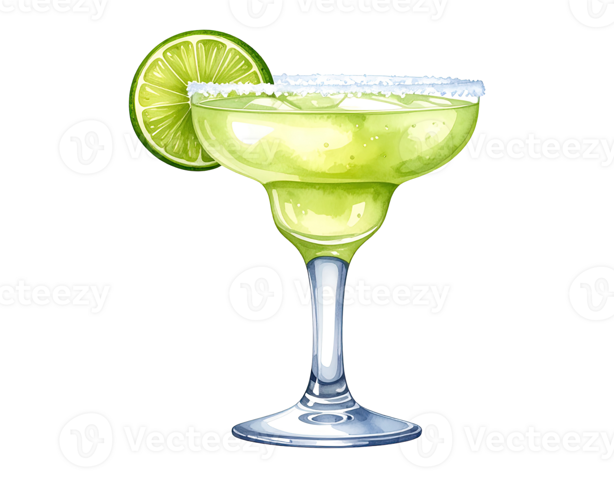 Margarita cocktail artwork with bright green lime garnish. png