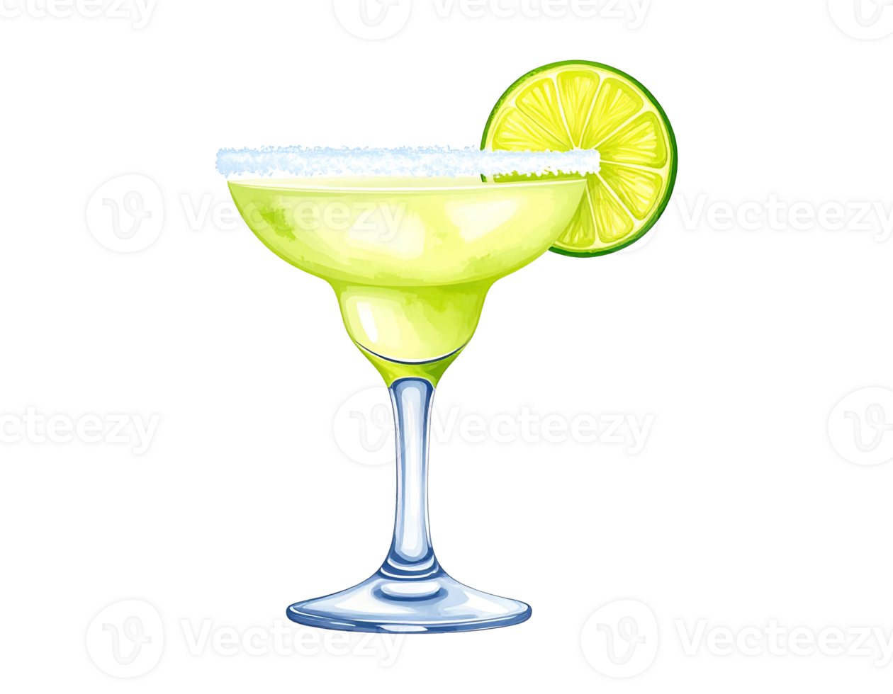 Watercolor Margarita drink illustration with realistic texture. png