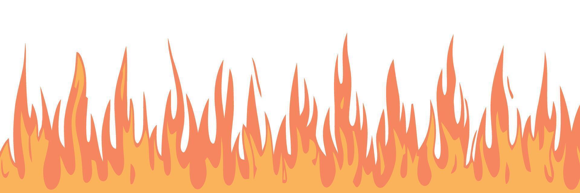 Simple Cartoon Style Fire Flames Border Design vector