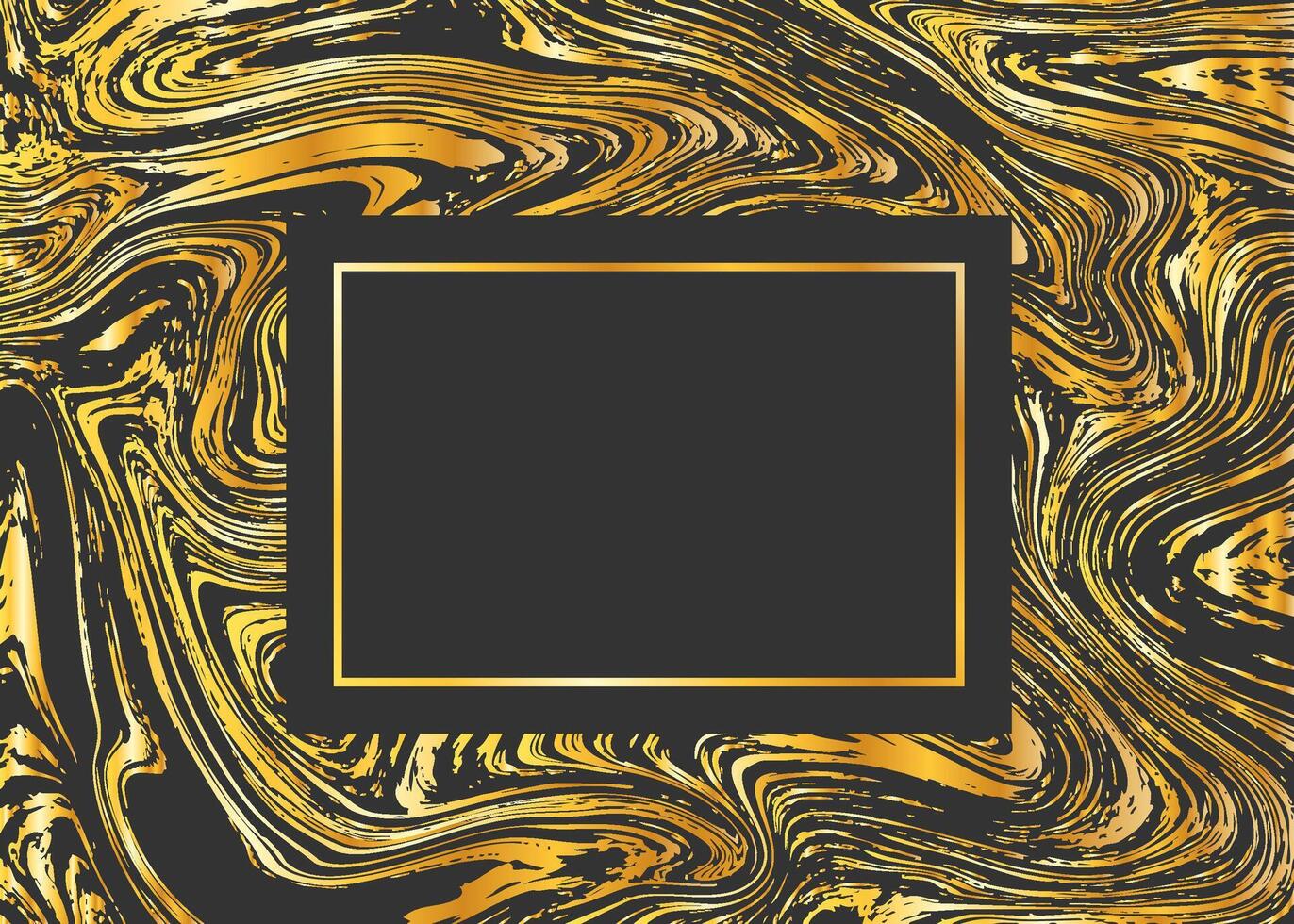 Abstract golden and black marble or liquid background vector