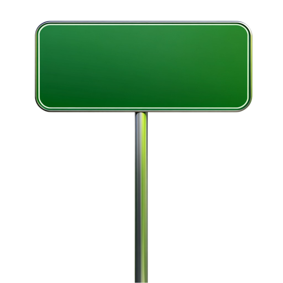 green blank sign on a pole, isolated on transparent background png