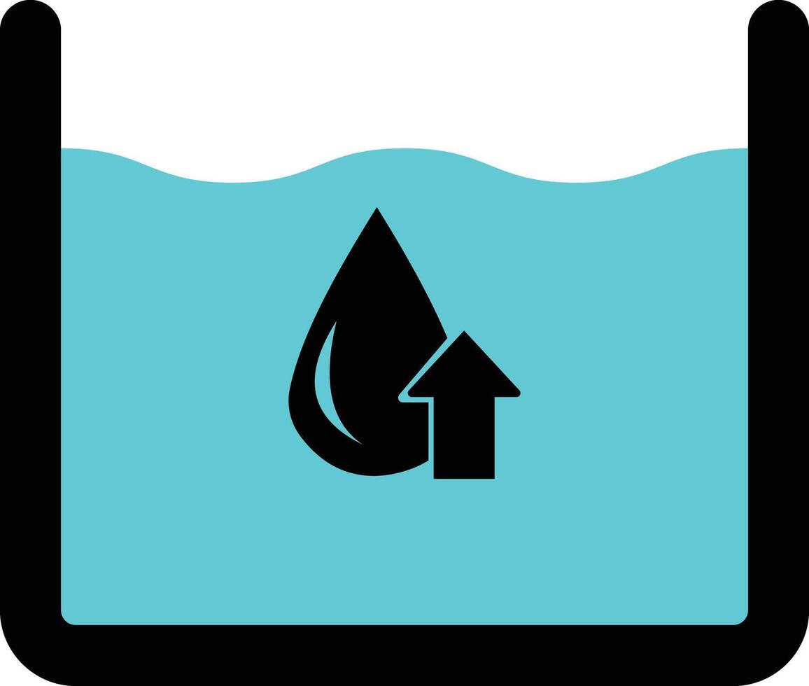 Rise in water level icon. isolated on white background. . water icon with a drop and arrow vector