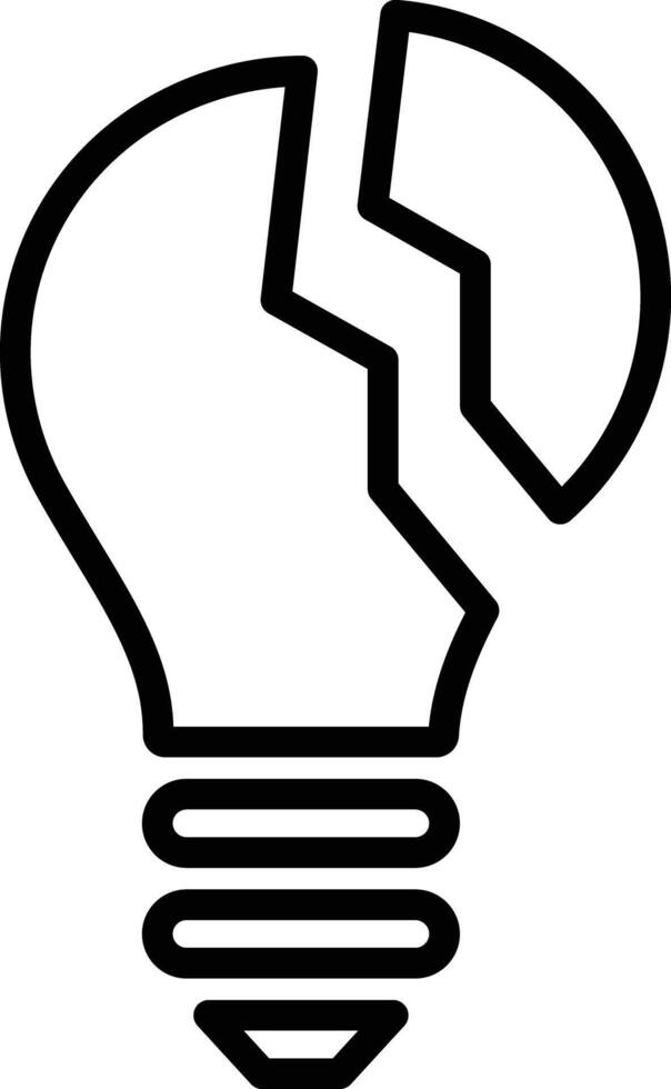 Outline broken lamp icon illustration isolated. broken light bulb vector