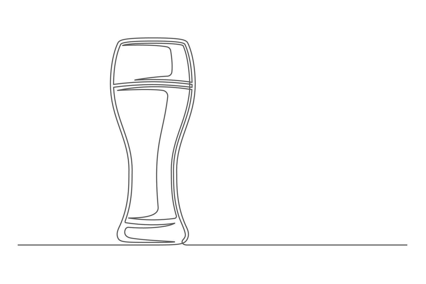 Continuous one line beer glass. Vintage glass isolated on a white background. Beer brewer concept vector