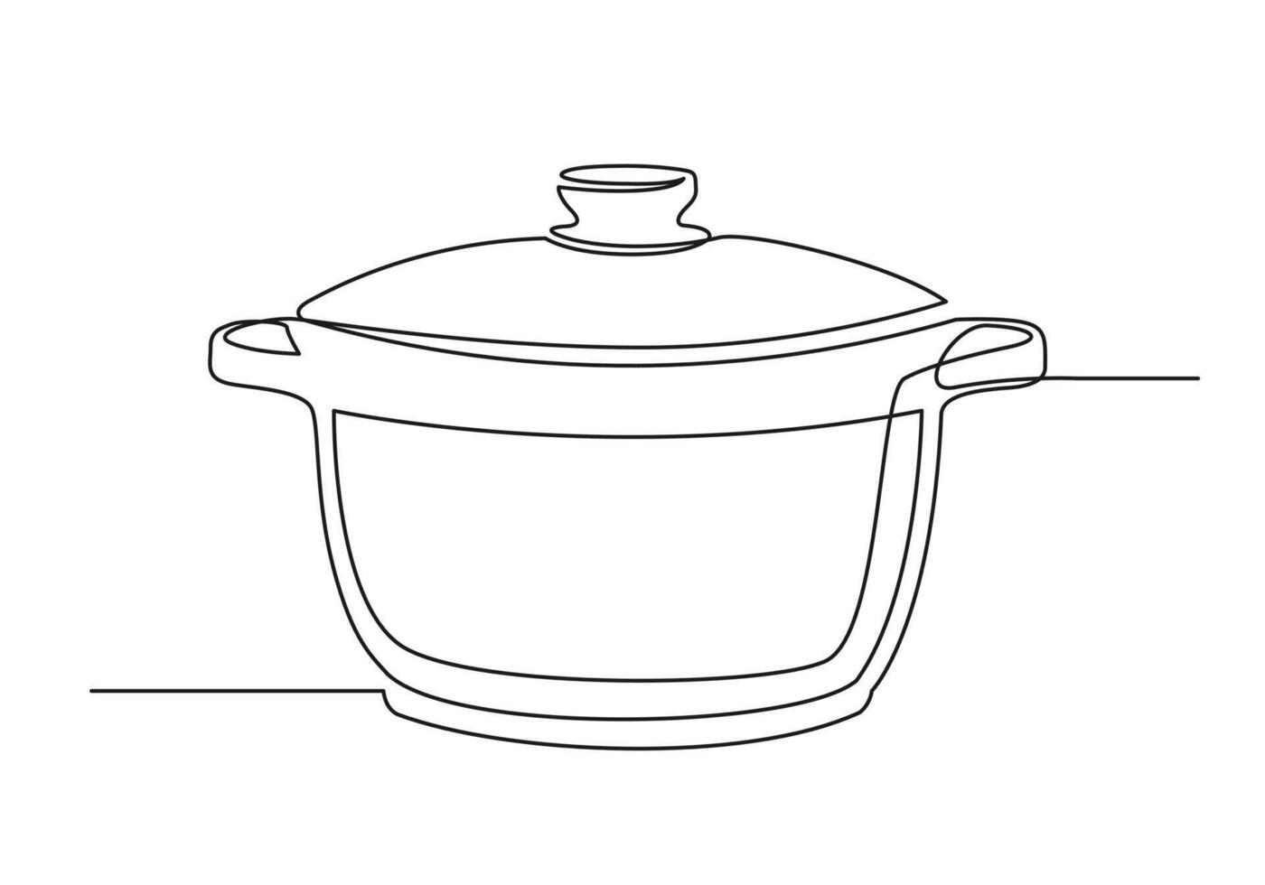 Continuous one line drawing of a kitchen saucepan vector