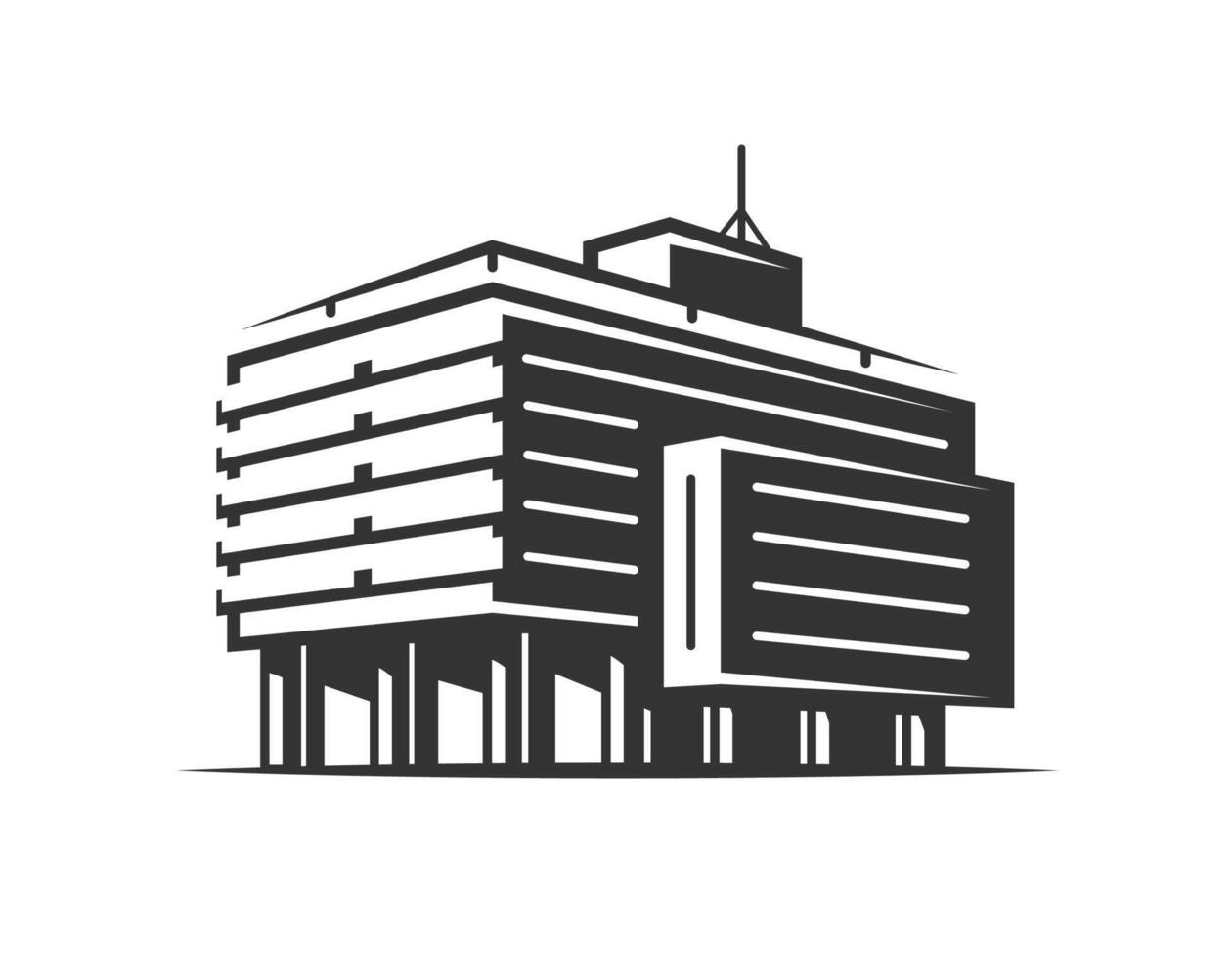 Modern building construction isolated on white background. Busines centre building vector