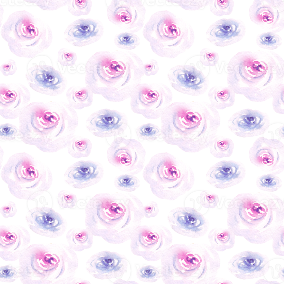 Seamless floral pattern with watercolor pink roses png