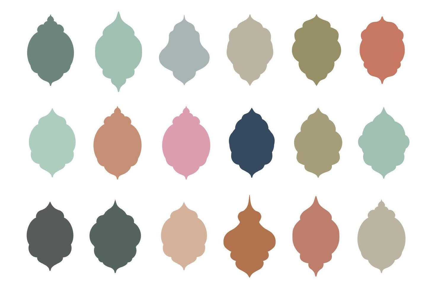Collection of oriental style, Islamic arches and windows. vector