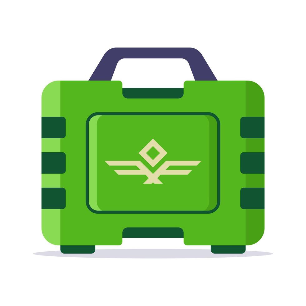 Green military case with handle. vector