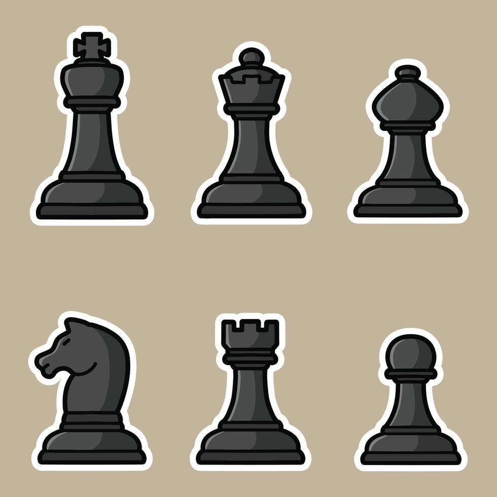 set of chess pieces good for sticker, badge, element design, icon, print design, etc vector