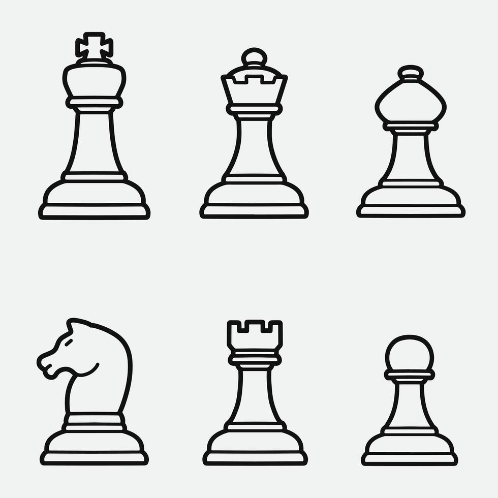 set of chess pieces with outline style good for icon, symbol, element design, etc vector