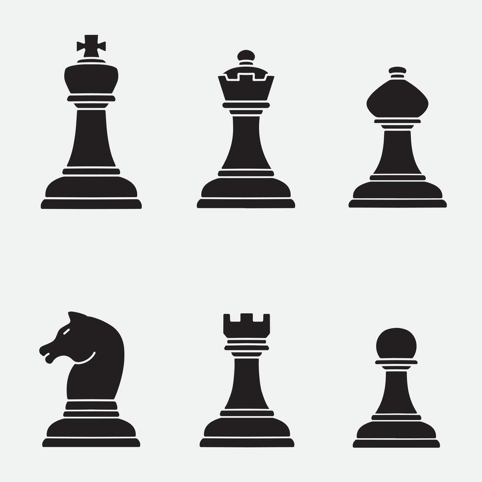 set of chess pieces good for icon, logo , symbol, element design, etc vector
