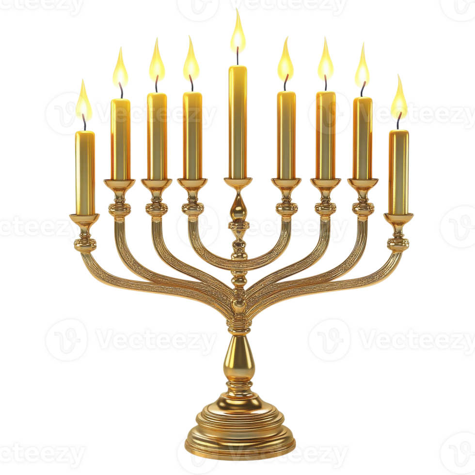 Glowing hanukkah menorah on transparent background png