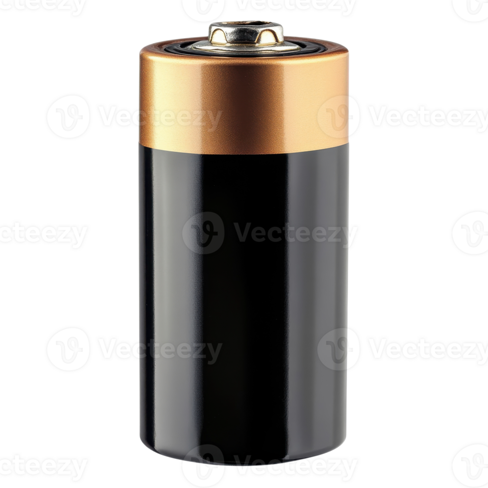 A single d cell battery on transparent background png
