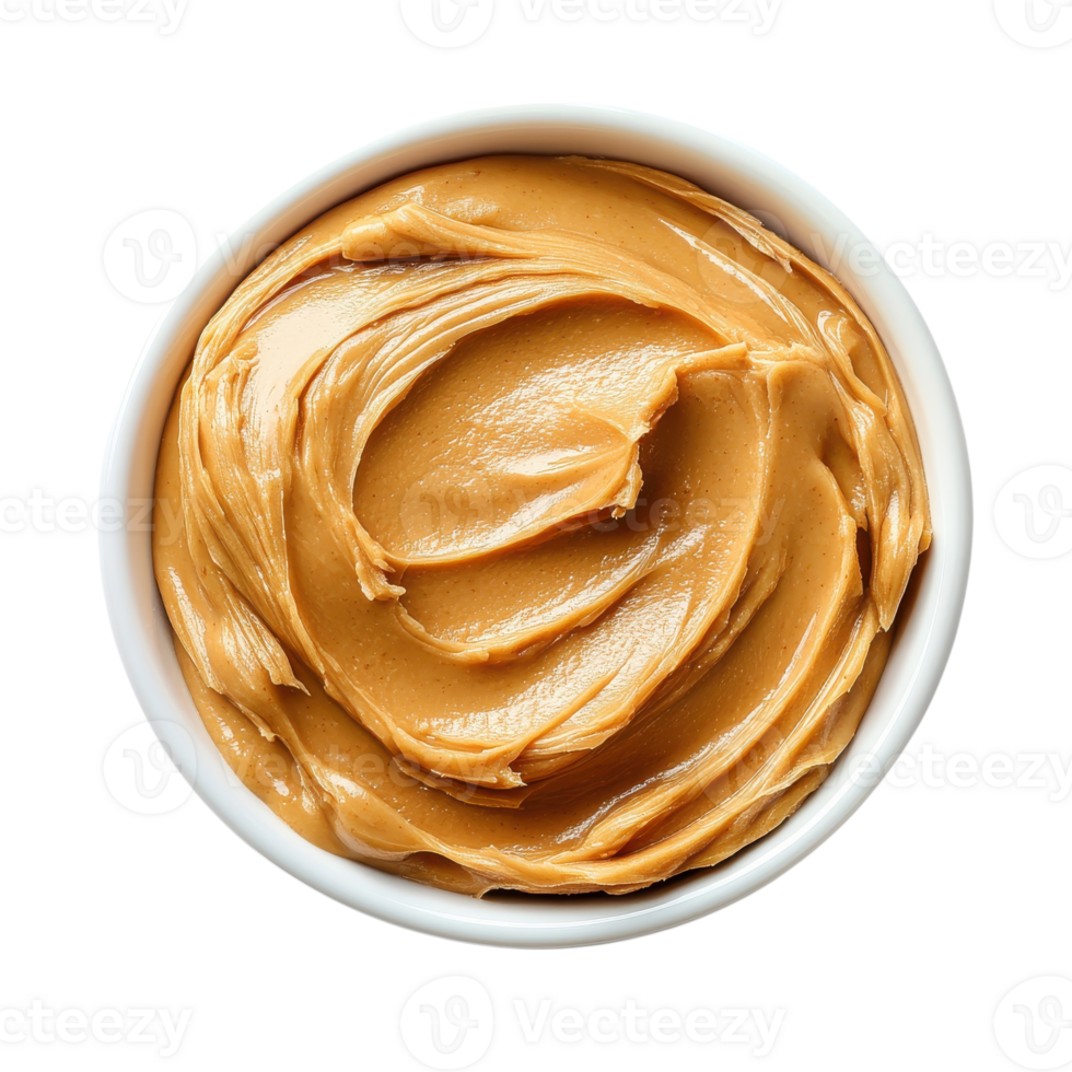 Peanut butter in a bowl on transparent background. png