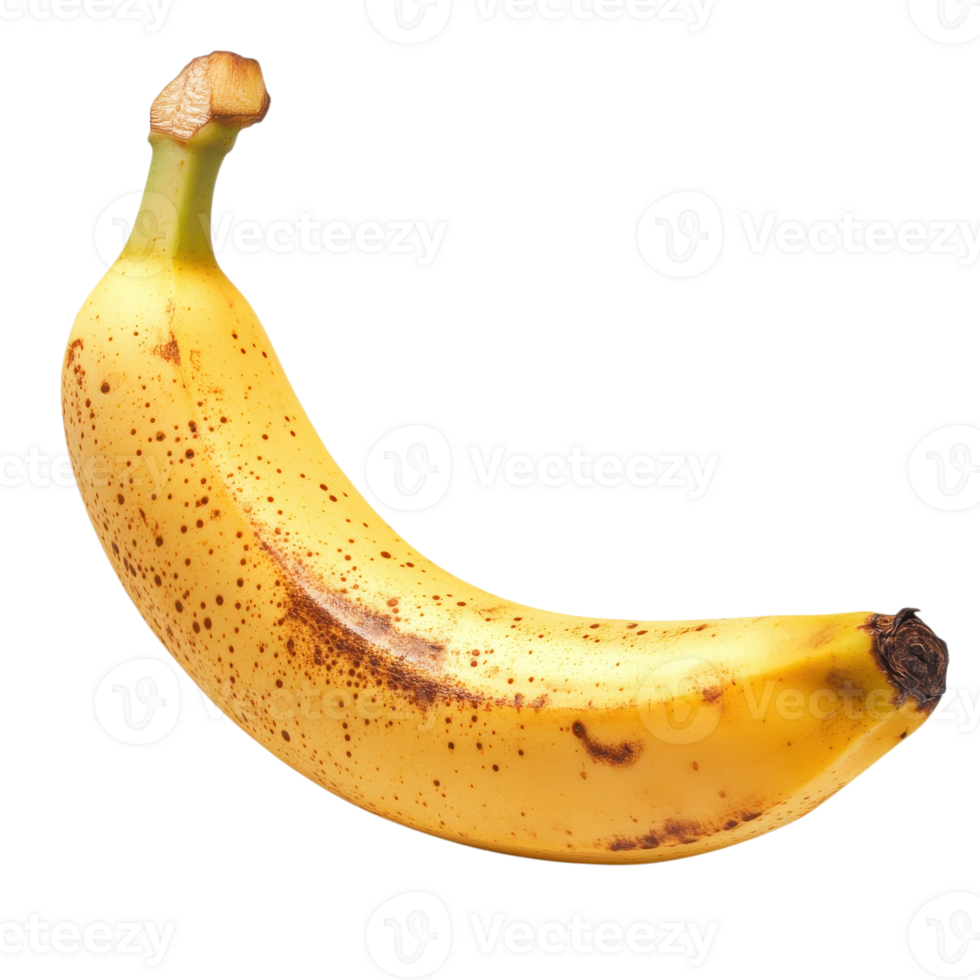 A ripe yellow banana on transparent background png