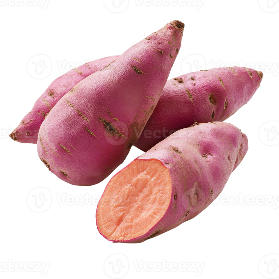 Sweet potatoes close up on transparent background. png