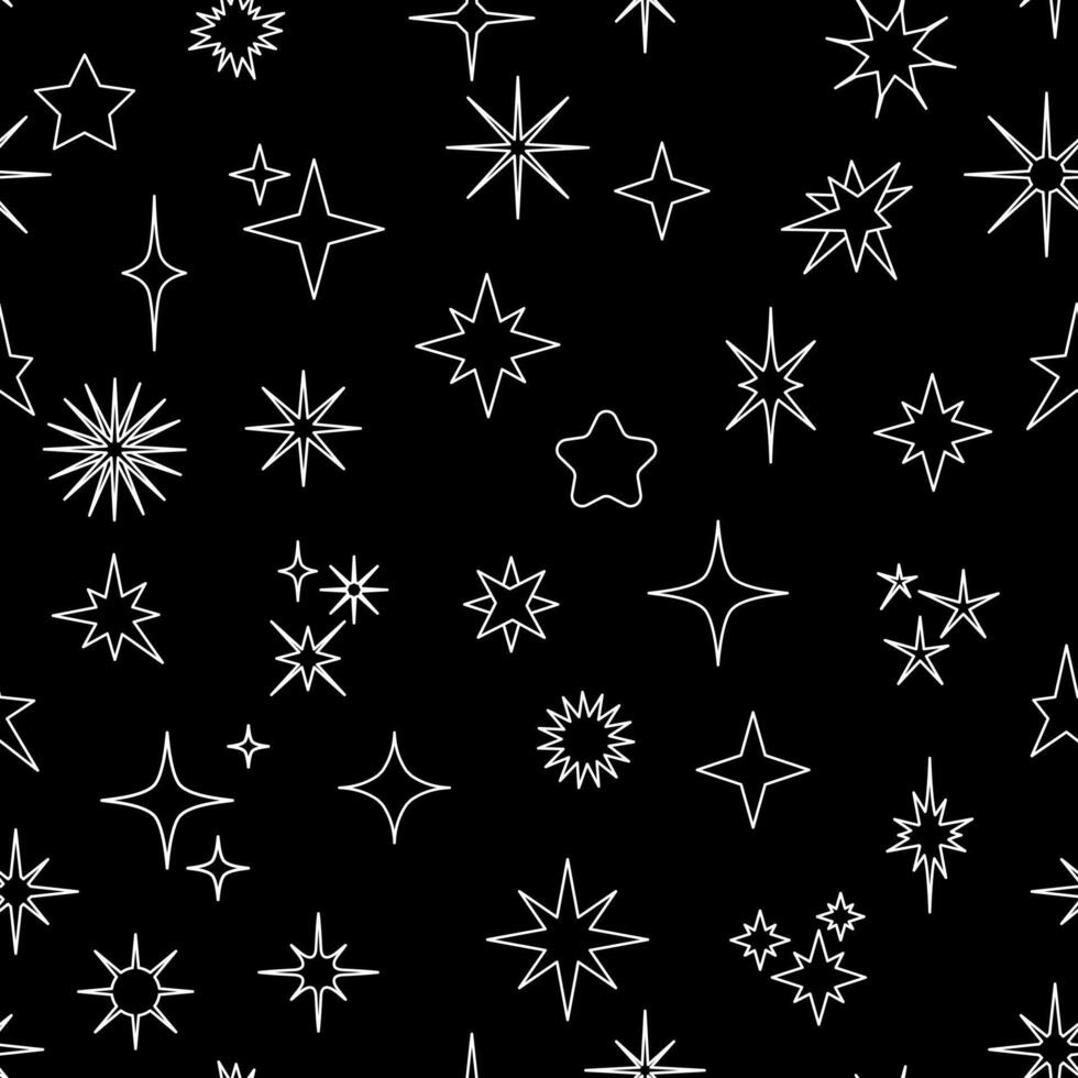 Seamless pattern with various white star shapes vector