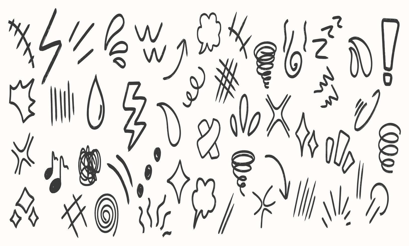 Collection of Hand-Drawn Doodle Elements and Symbols vector