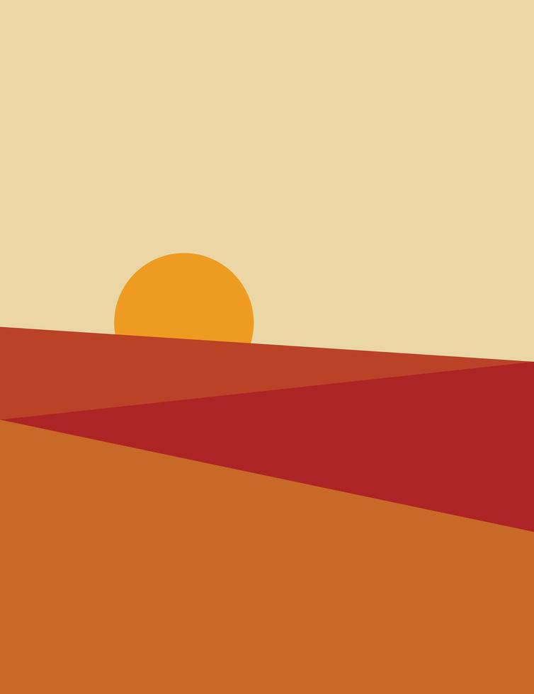 Illustration sunset or desert landscape scene vector