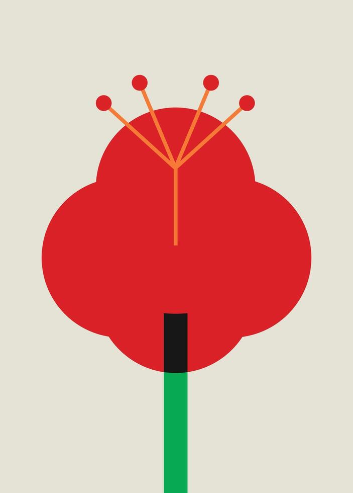 Illustration design wall art flower bauhaus art unique vector